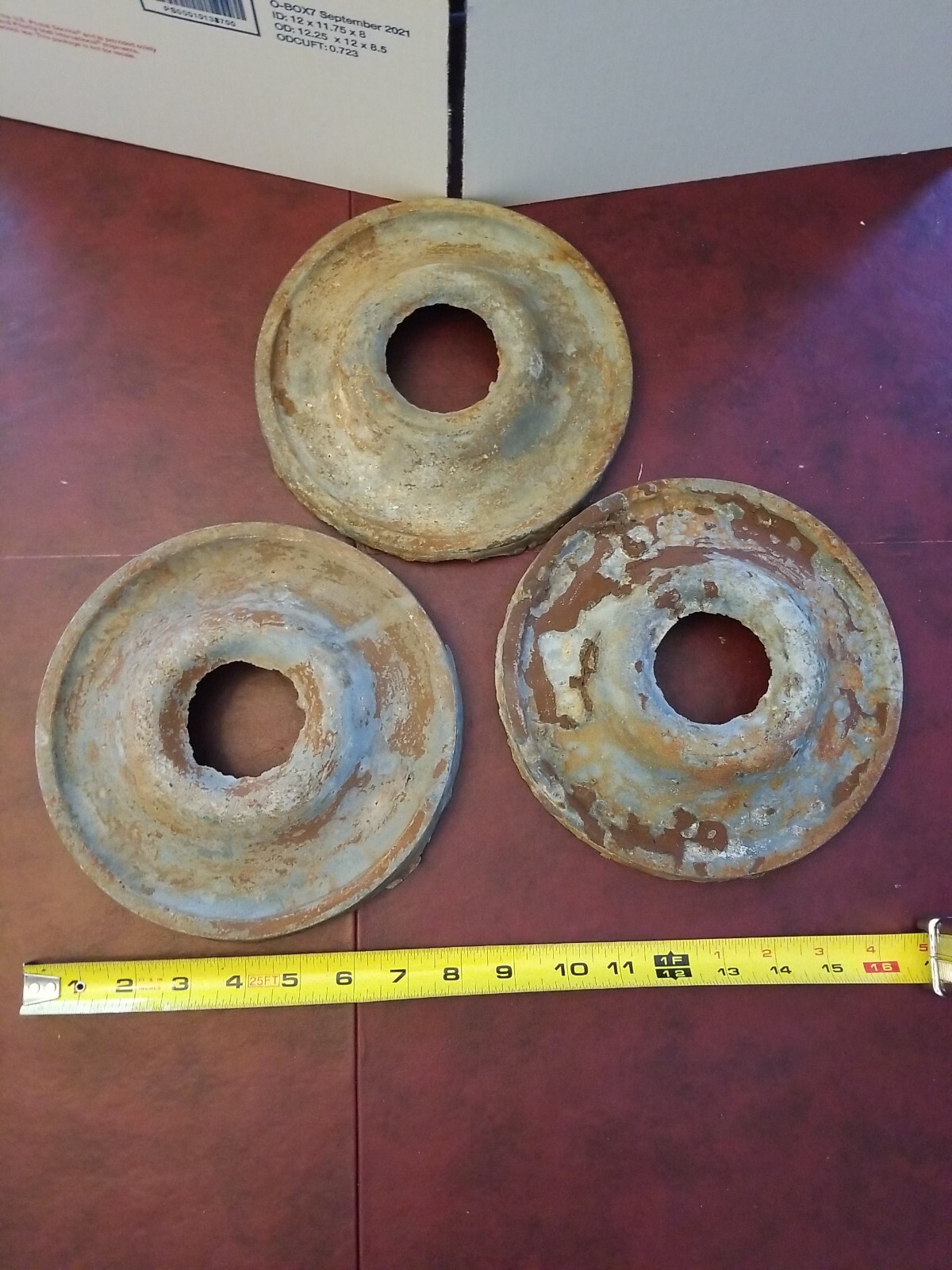 3 Antique 8″ Tin Trim Rings Architectural Salvage Trim Decoration Moulding