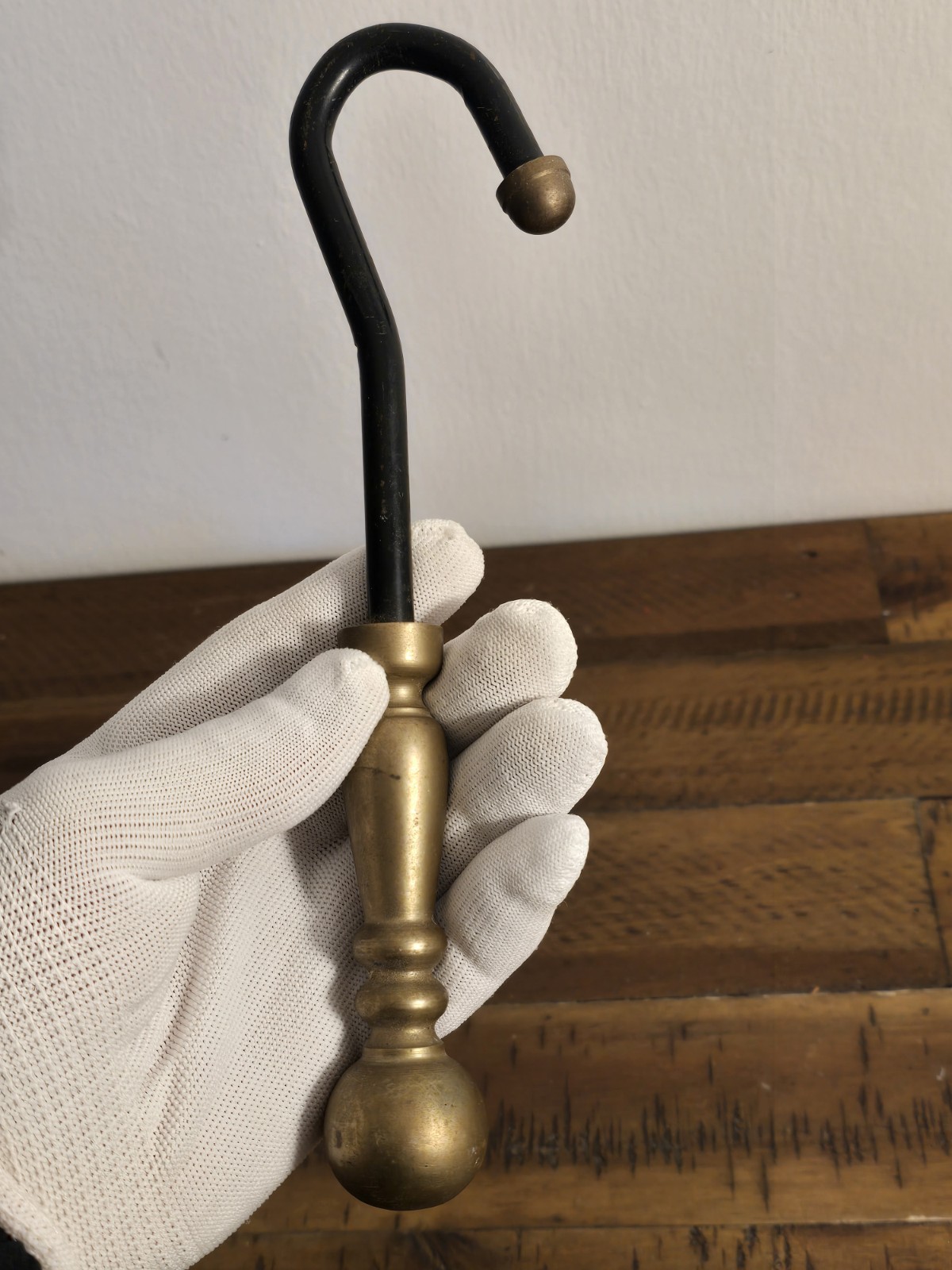 VTG Brass & iron Damper Hook Fireplace Flue Pull Solid Brass 9 Inches Long BLACK