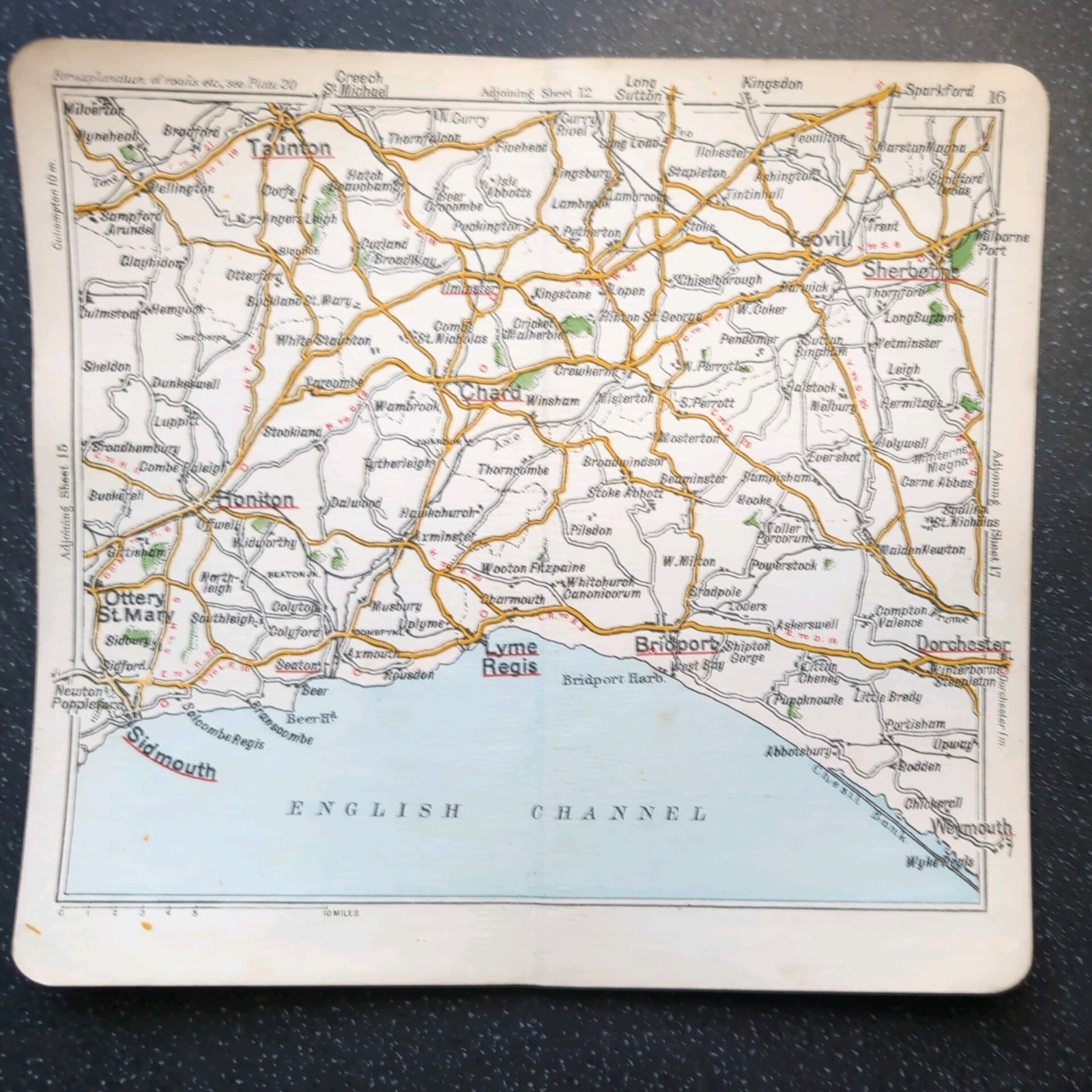 Original c1920 Bacons Road Atlas Of Sidmouth Lyme Regis Honiton Taunton