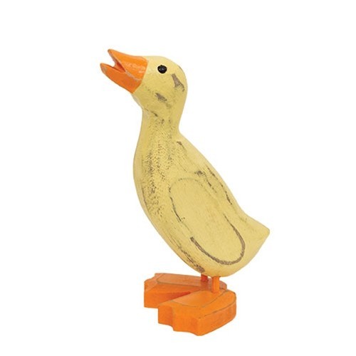NEW Primitive DUCK Wood YELLOW Rustic Farmhouse STANDING 6″T x 3″Wx 3″D Aged
