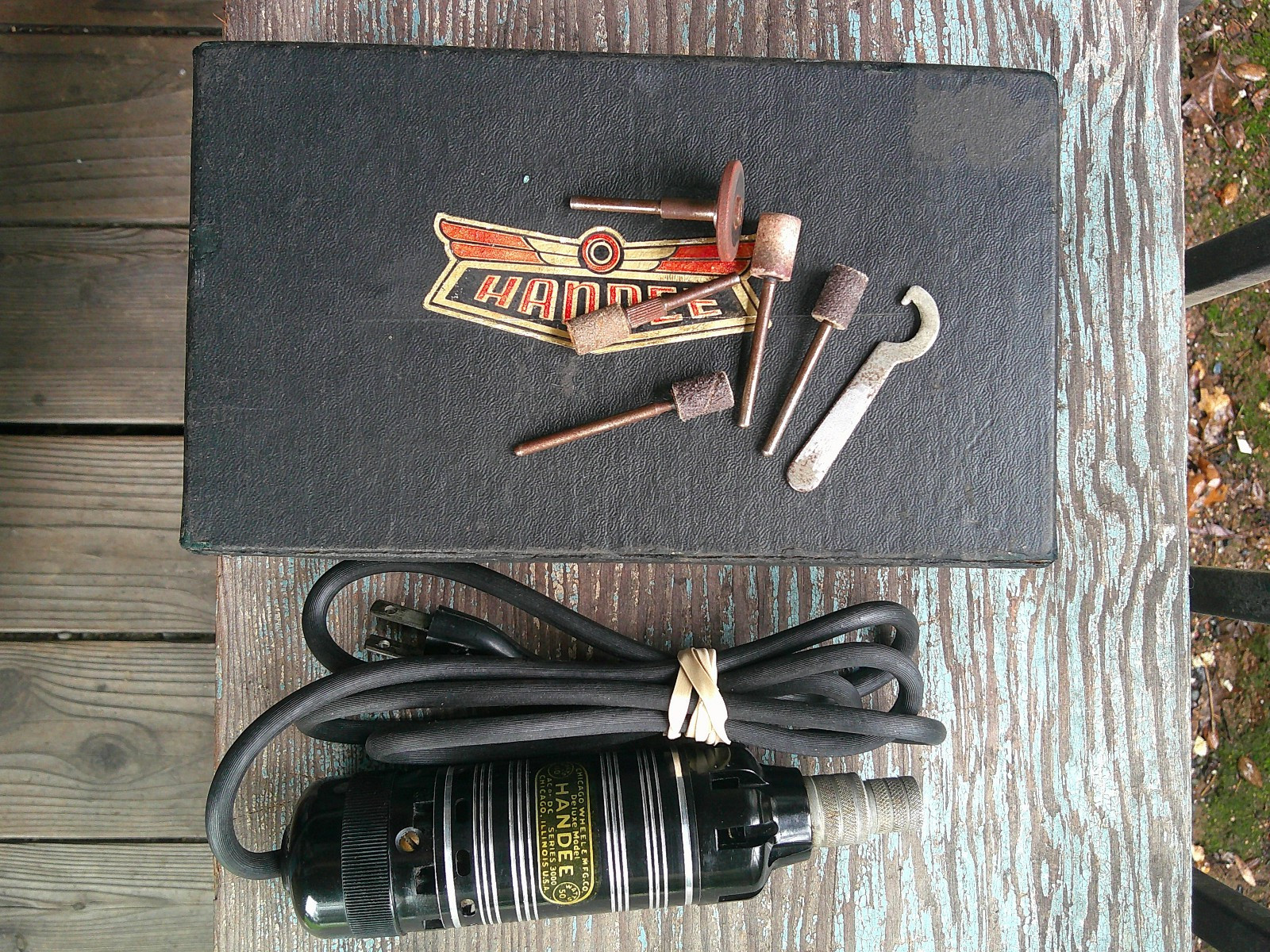 Vintage Deluxe Model Handee Grinder with Original Parts and Original Box