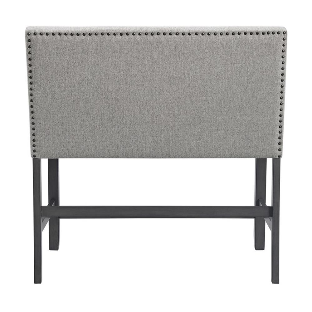 Pemberly Row Transitional Counter Bench – Upholstered Back in Gray