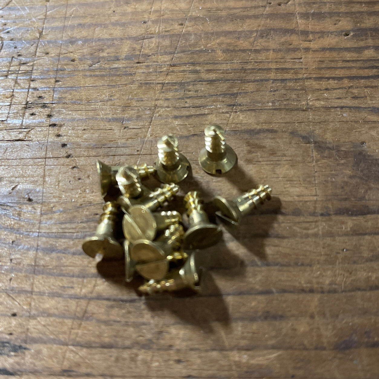 #8 X 1/2” Wood Screws Slotted Flat Head Solid Brass 20 Pk Free Ship