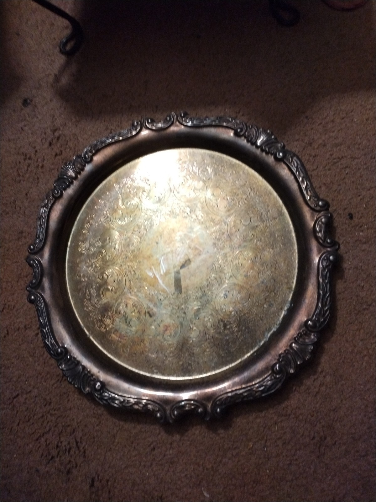 Vintage Sheridan Silverplated 12” Floral Serving Tray