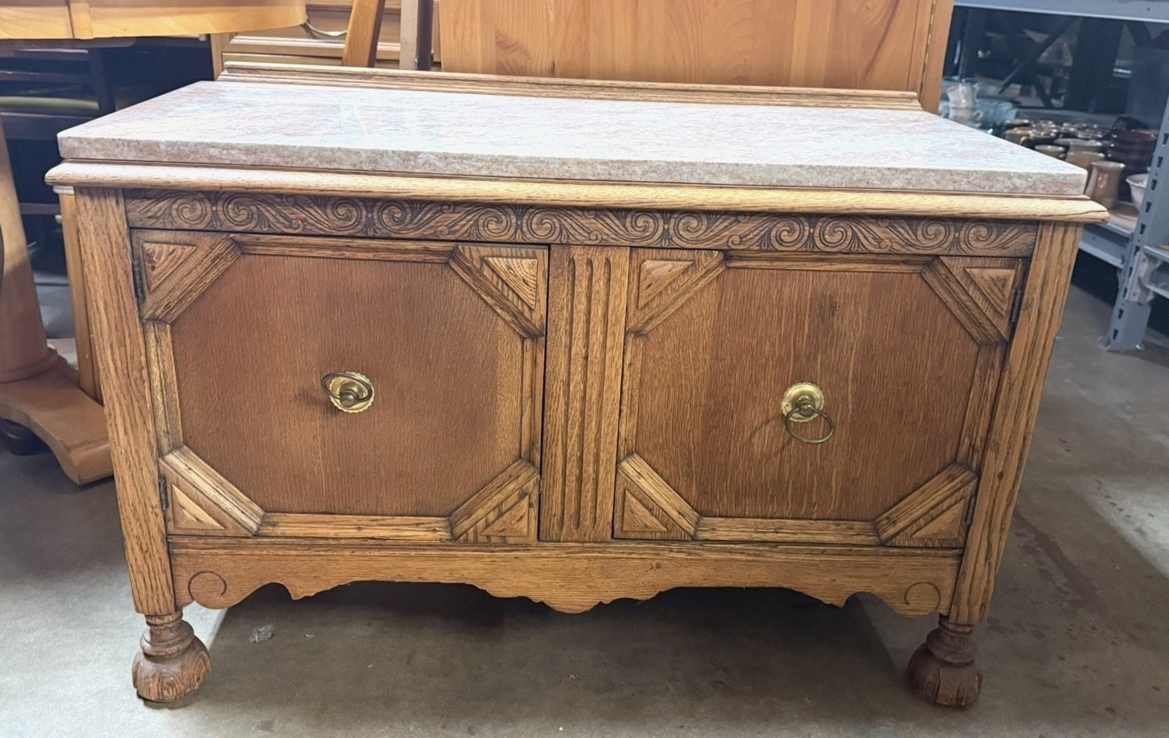 Antique Parlor Cabinet with Marble Top – Estate Sourced