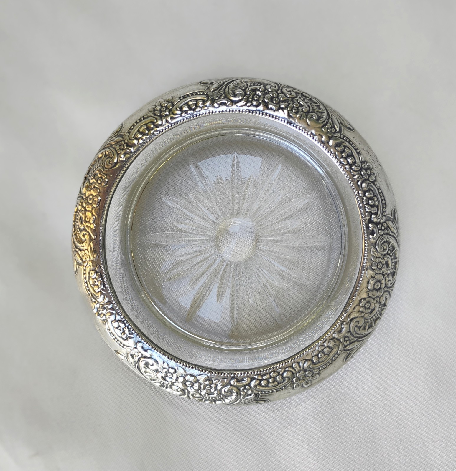 Frank M. Whiting & Co. Sterling Silver 925 & Glass Coaster or Ashtray
