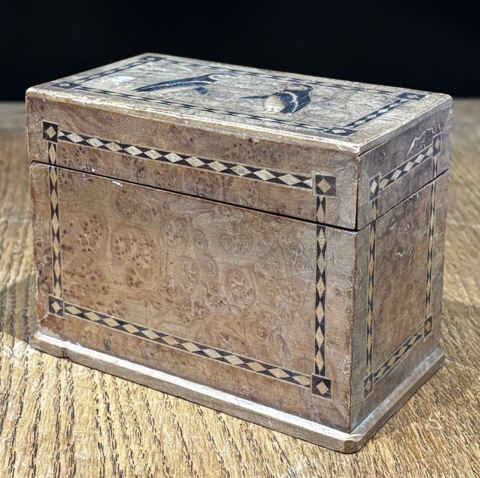 Burr Walnut And Inlaid With Penguins 2 Pack Playing Cards Box