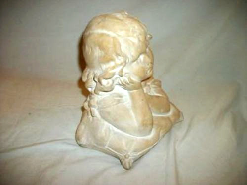 HOLLYWOOD REGENCY PLASTER BUST YOUNG GIRL 1960s ORIGINAL WHITEWASH CHALKWARE MCM