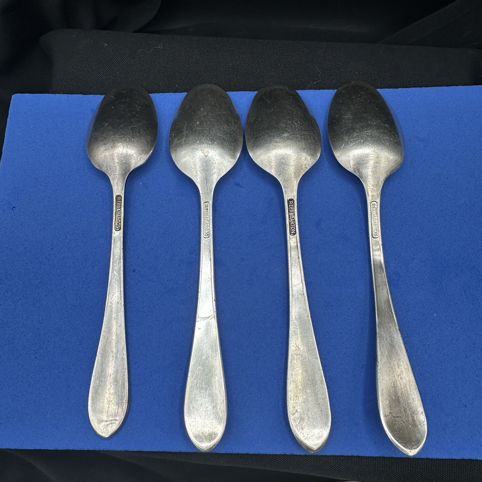 Vintage Reed & Barton Plain Silverplate Teaspoons 6 1/8″ Lot Of 4 Restaurantware