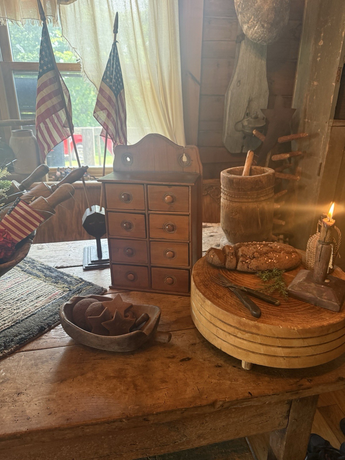 Primitive Old Wooden Apothecary Spice Cabinet Early Cabin Goods