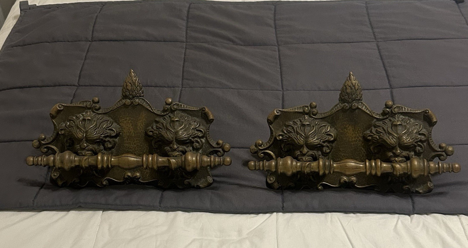 RARE Antique Lion Head Neoclassical Regency Architectural Salvage Goth Brackets