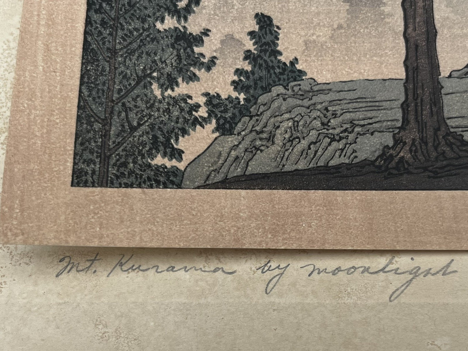 Hiroshige Mt Kurama By Moonlight Antique Art Japanese Woodblock Print Landscape