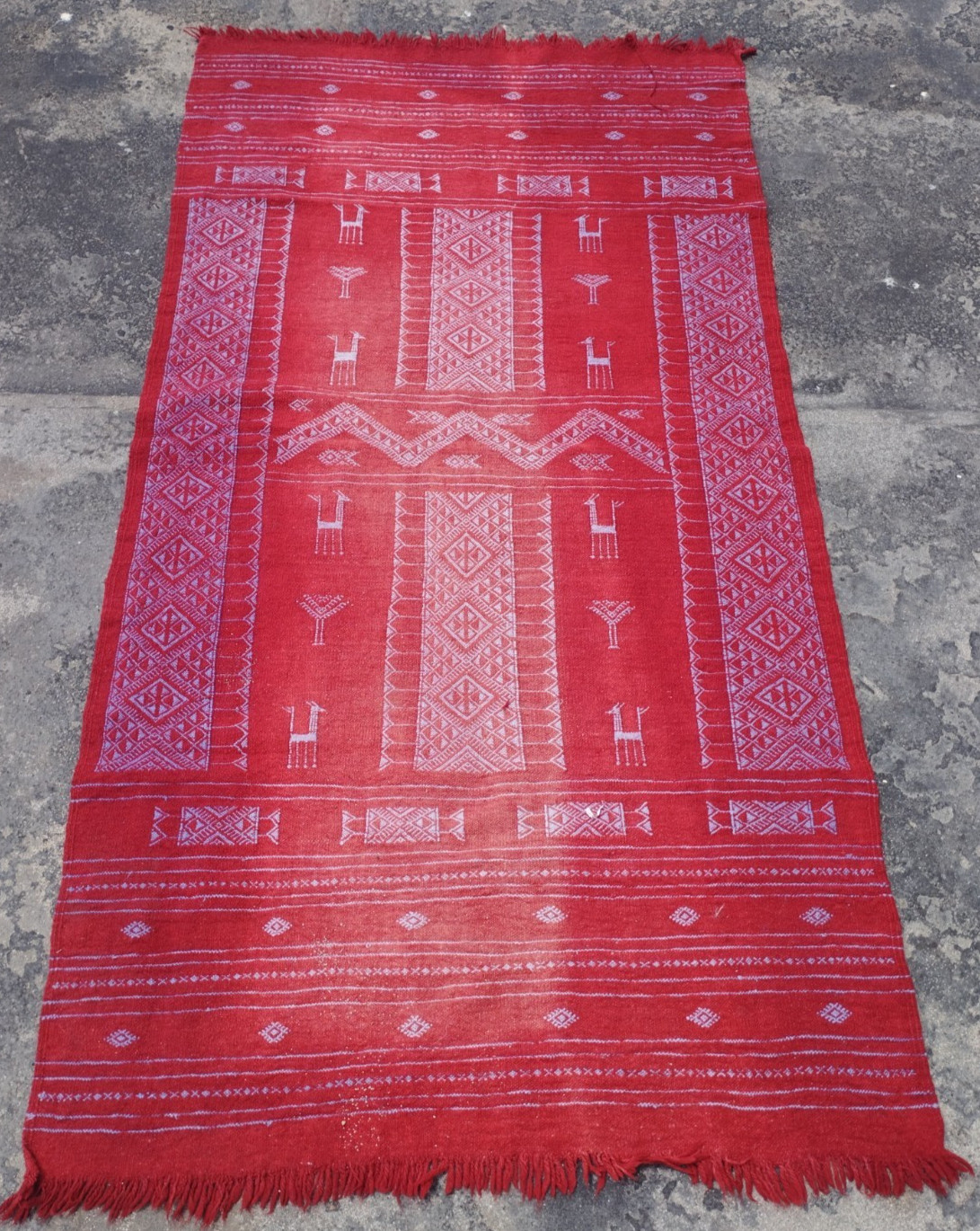 Vintage Traditional Oriental Berber Multicolor Wool Kilim Rug Carpet 186×98 cm