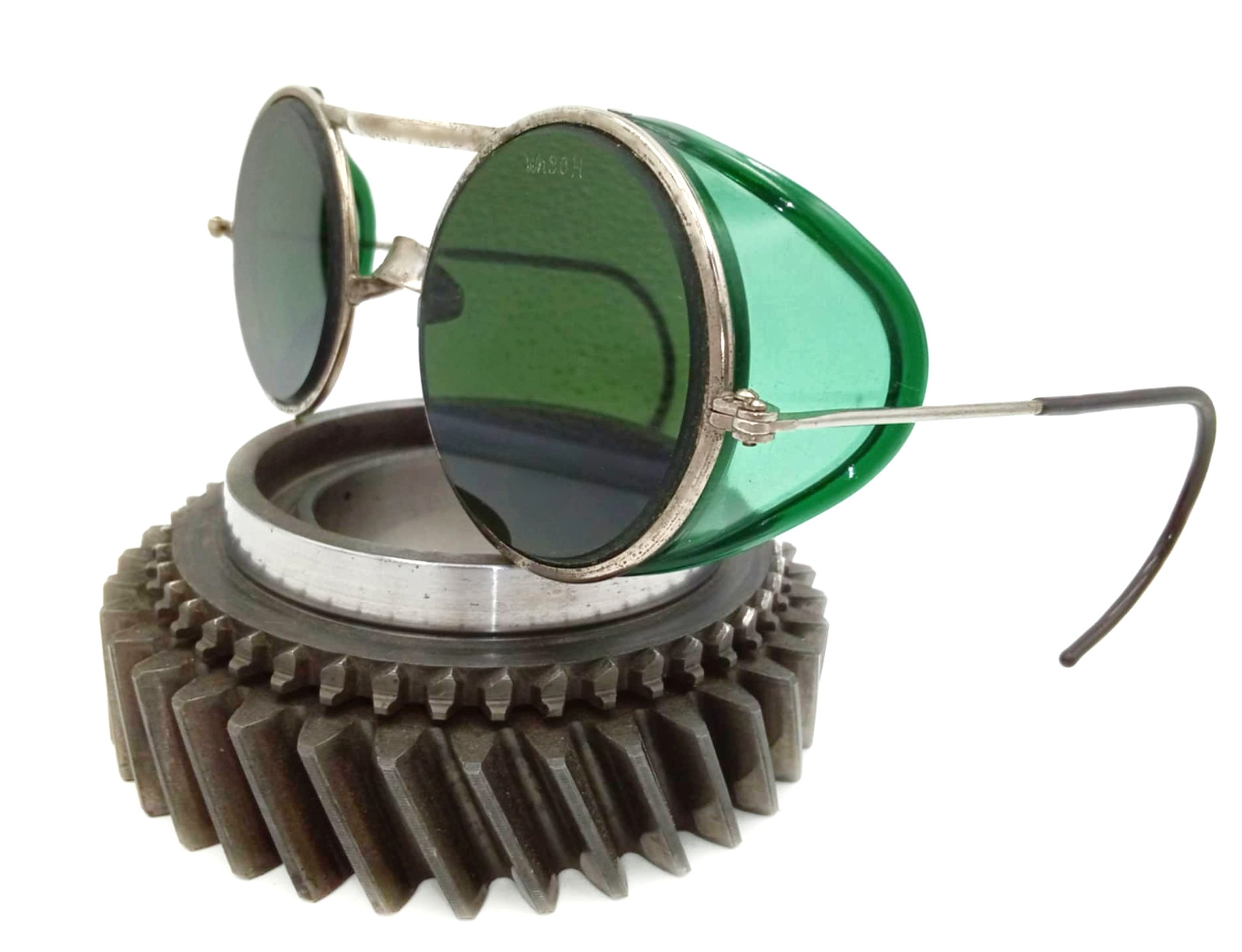 Antique Willson Green Sunglasses Goggles Vtg Steampunk Old Safety Glasses Specs