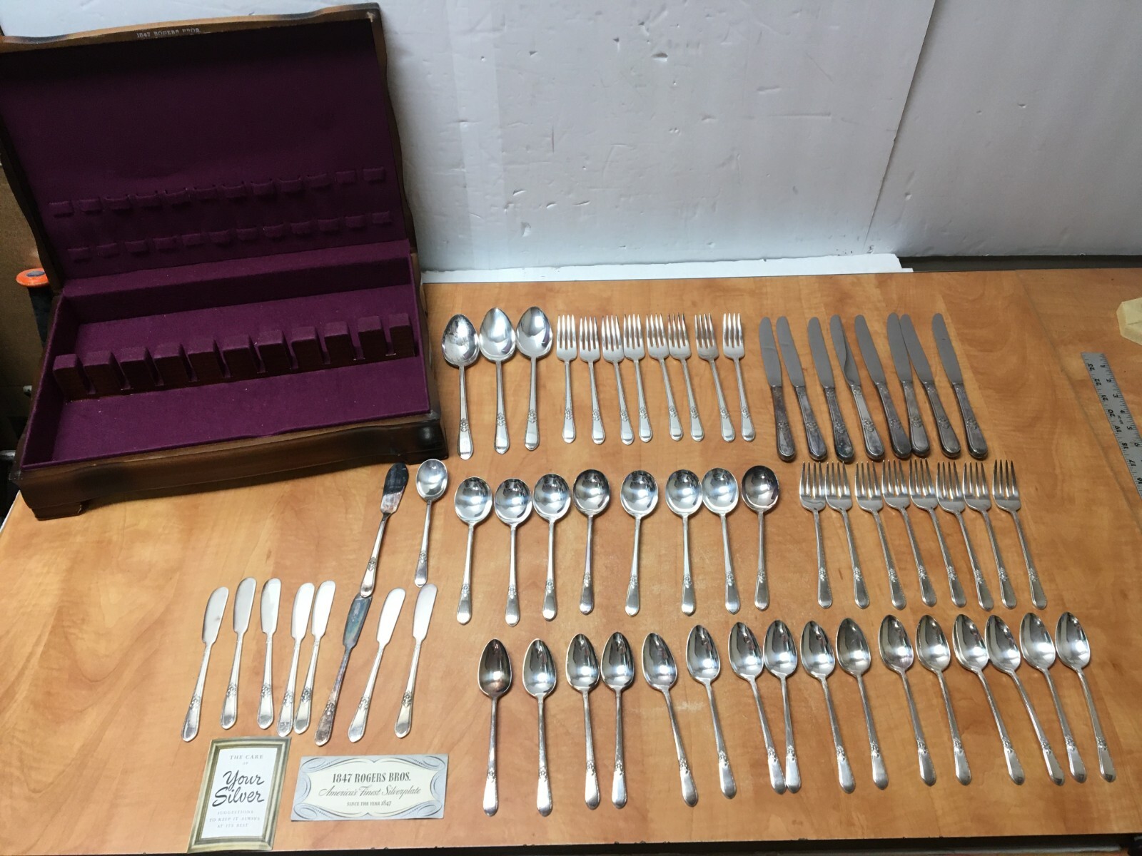 1847 Rogers Bros Adoration 61 Pc. Flatware Silverware Set w/Case 8 place setting
