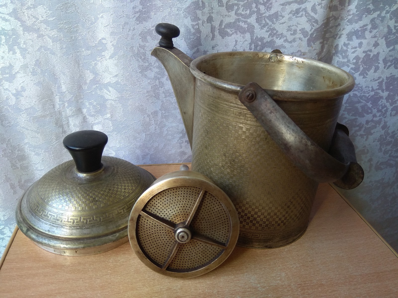 Vintage Polska Norblin Warszawa Antique Silverplate Bronze coffee maker POLISH