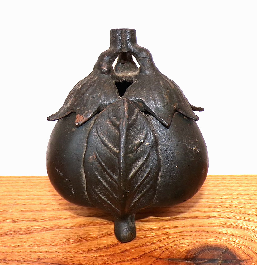 Vintage Japanese Cast Iron Eggplant / Aubergine Incense Burner Censer