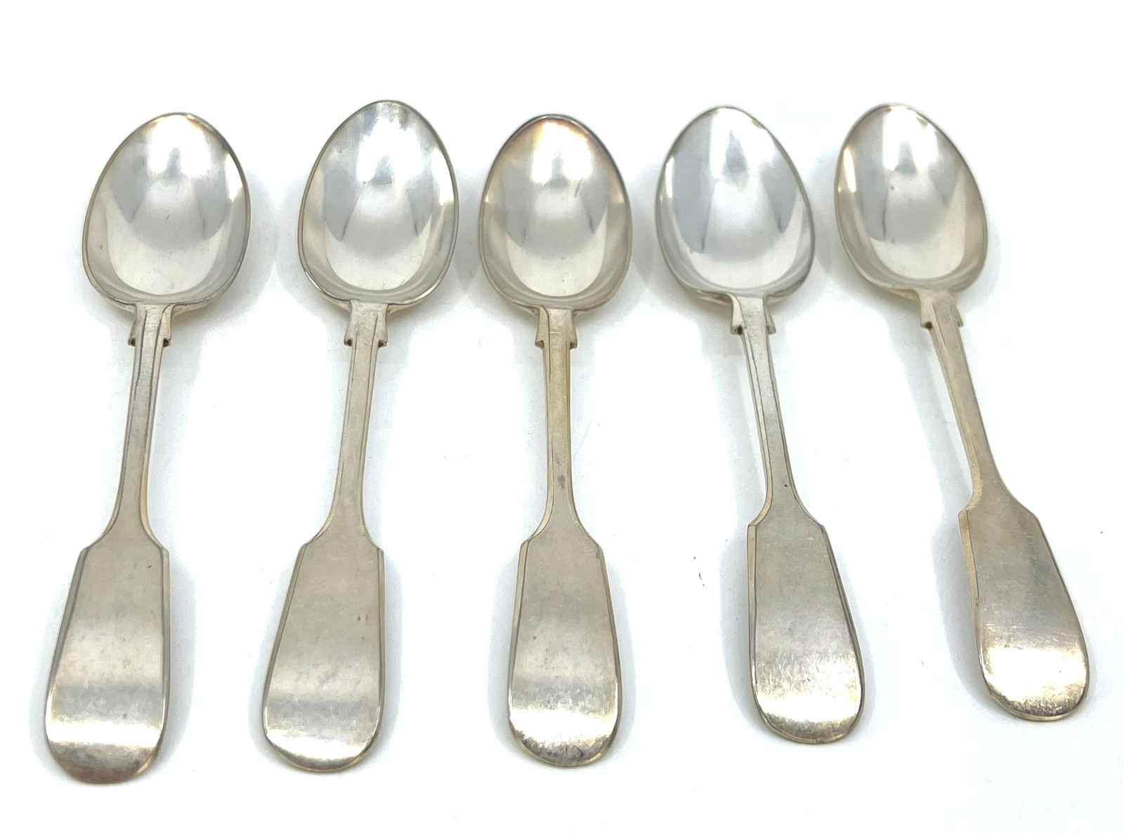 Teaspoon x 5 Fiddle Pattern ES Bros Silverplated Antique 1920s 5.25in UK