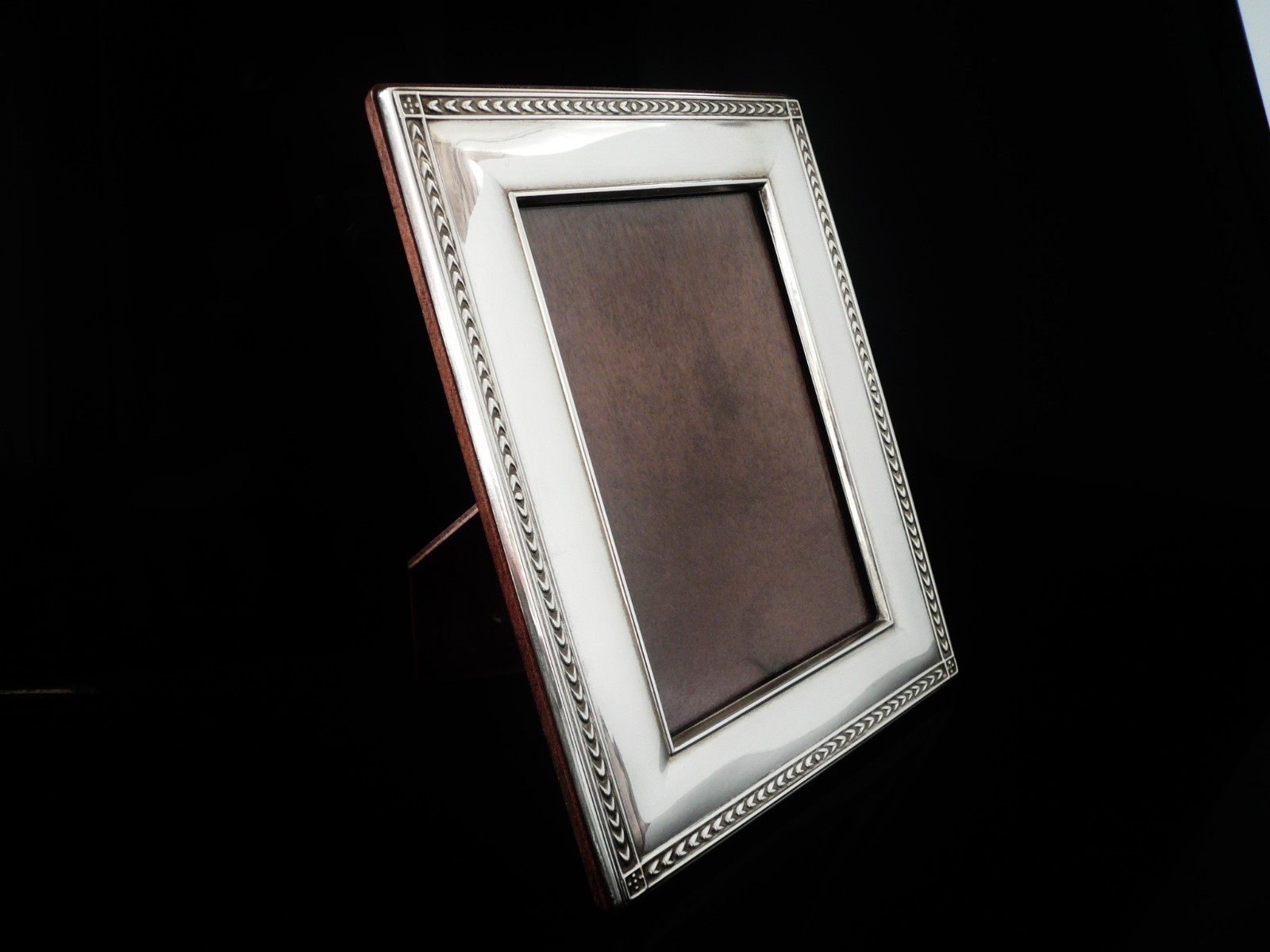 Sterling Silver Photograph Frame, Chevron Pattern, Hallmarked Sheffield 1996