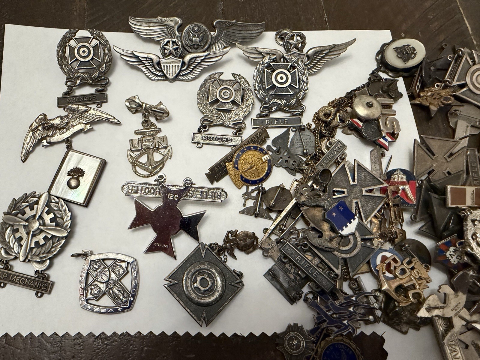 471 GRAMS SCRAP Military pins 925/STERLING SILVER