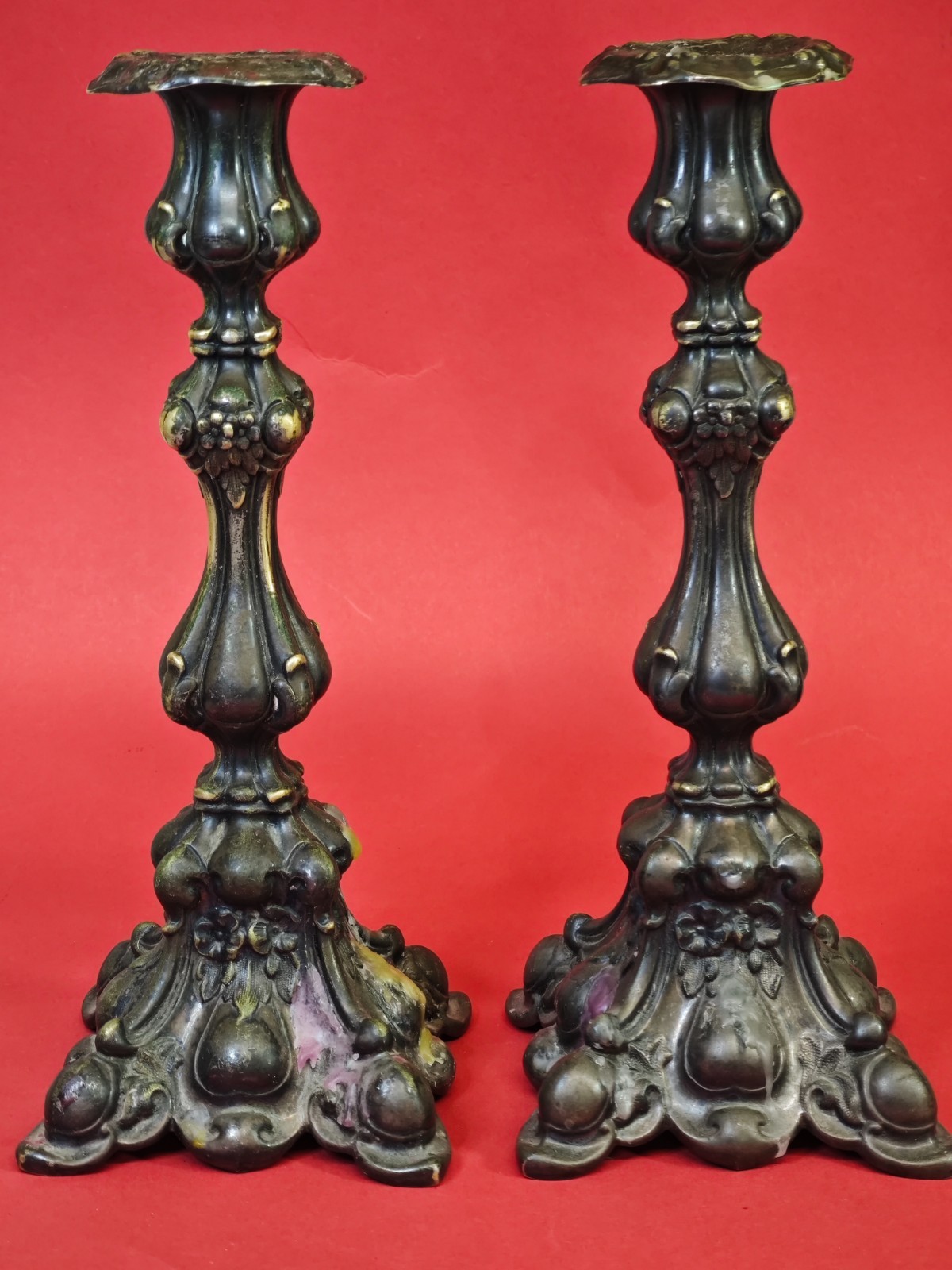 Antique Norblin & Co Warsaw Silver Plate Candlesticks Pair Judaica Shabbat Rare