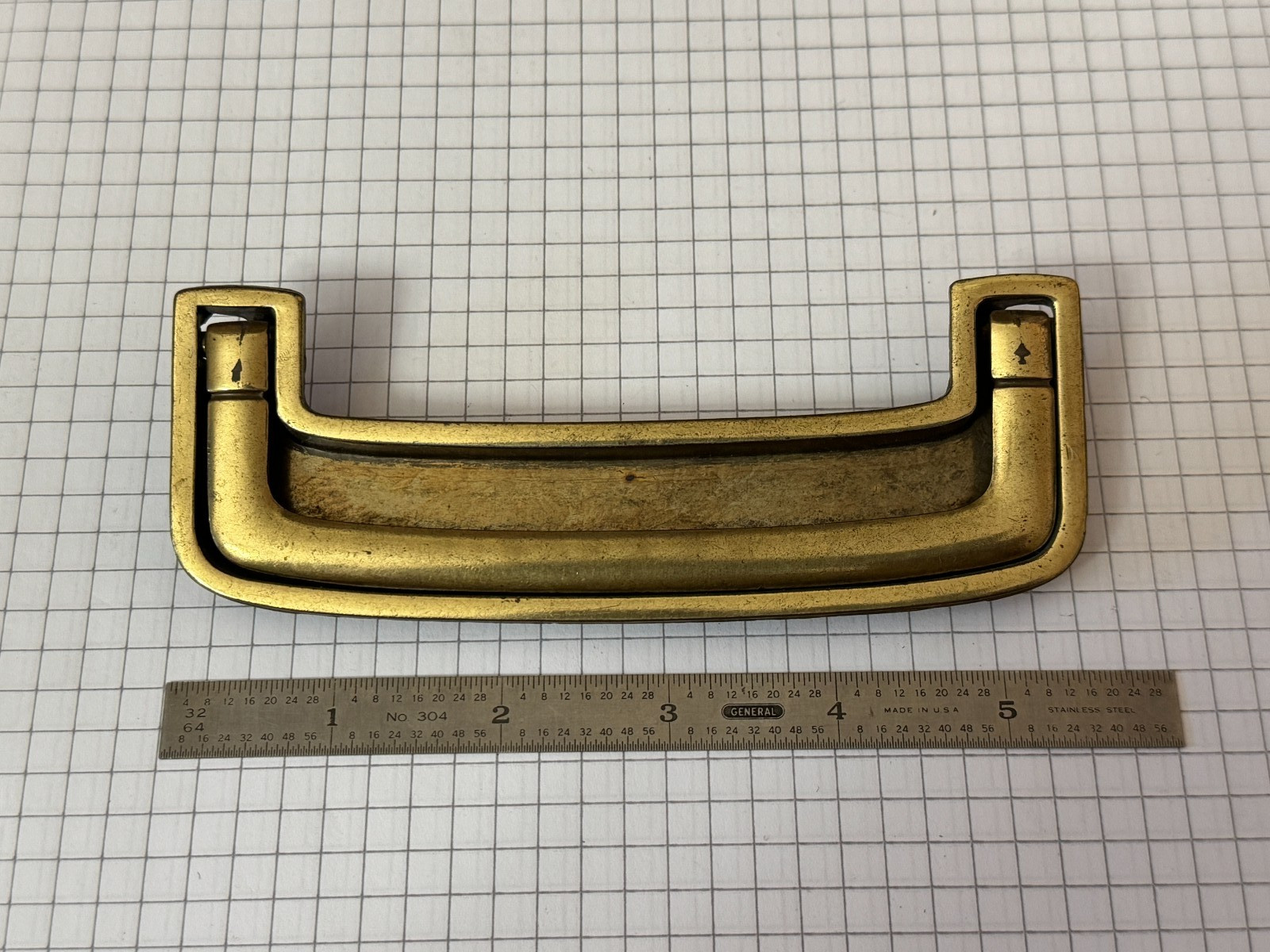 Original Bernhardt Recessed Campaign Drawer Pull Handle 4 3/4 in cc KBC No 8840