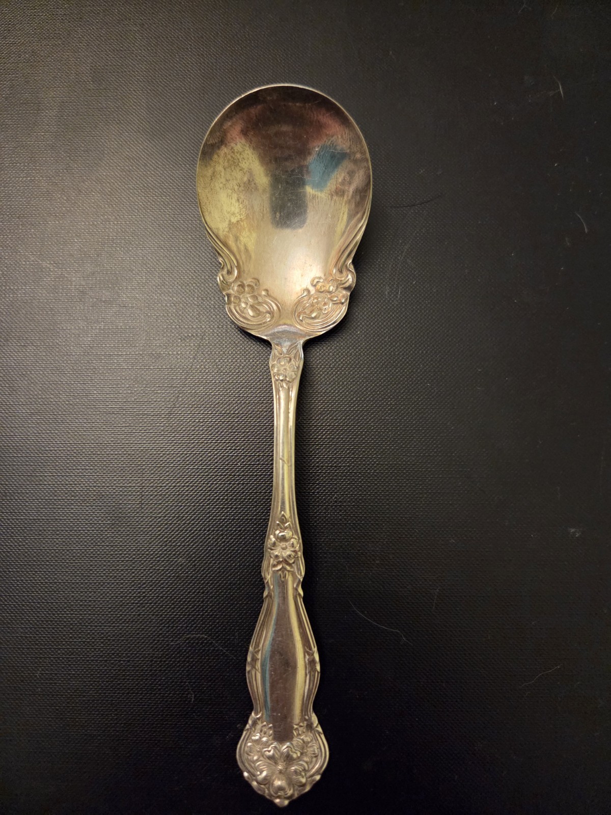 Antique WM Rogers & Son Silverplate Sugar Spoon Arbutus Flowers