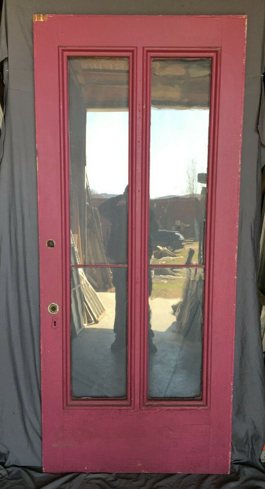 1 Antique Exterior Large 1887 Victorian 39×90 Entryway Door Magenta Old 394-25B
