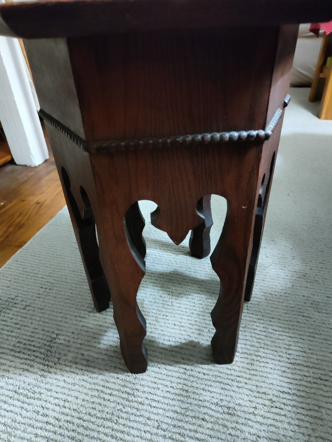 Antique Arts Crafts Table Plant Stand Mission Oak Wood Aprox 18″×16″×15″