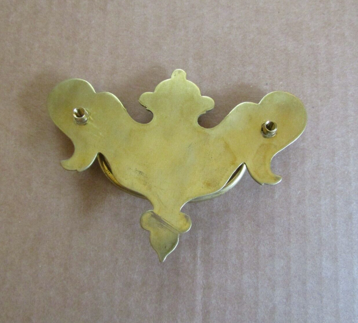NOS Chippendale Polished Brass Bat Wing Drawer Bail Pull Handle ~ 4 1/8 x 3 1/8″