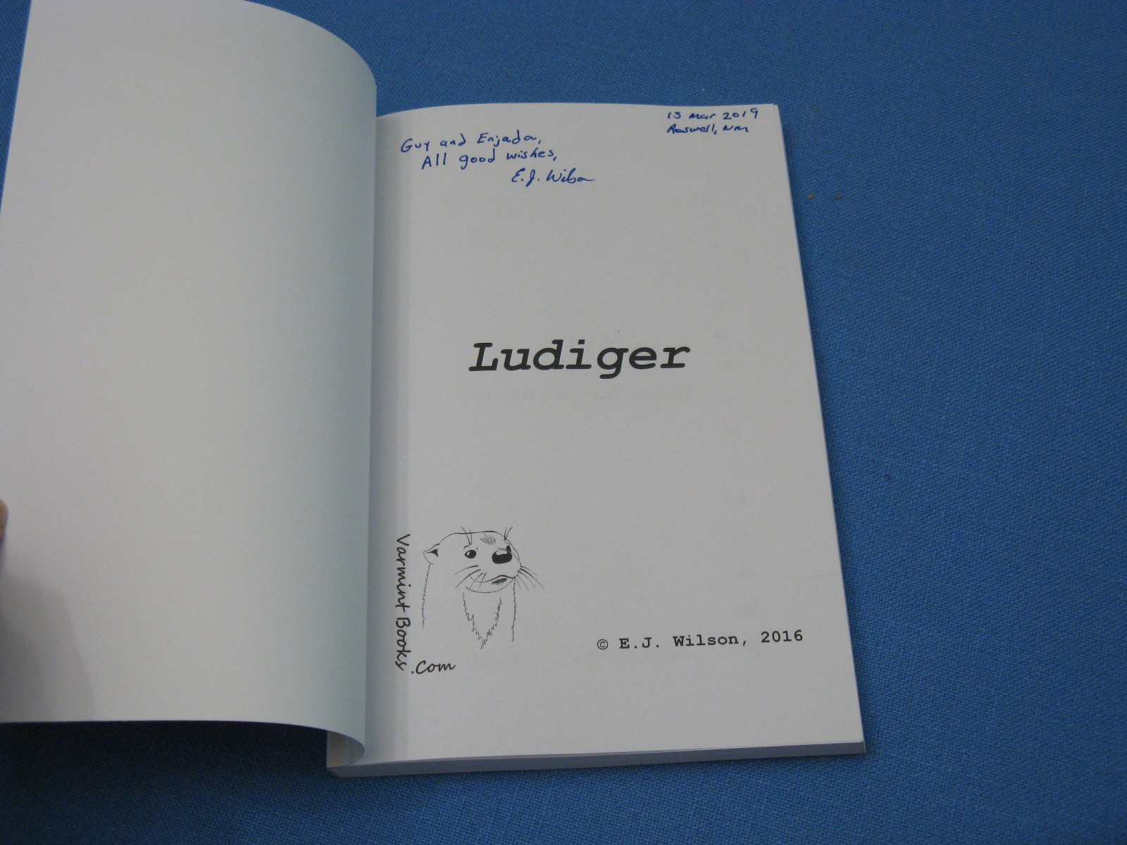 LUDIGER: U.S. ARMY COMMANDO IN NEW YORK BY E.J. WILSON 2016 SIGNED 1ST EDITION