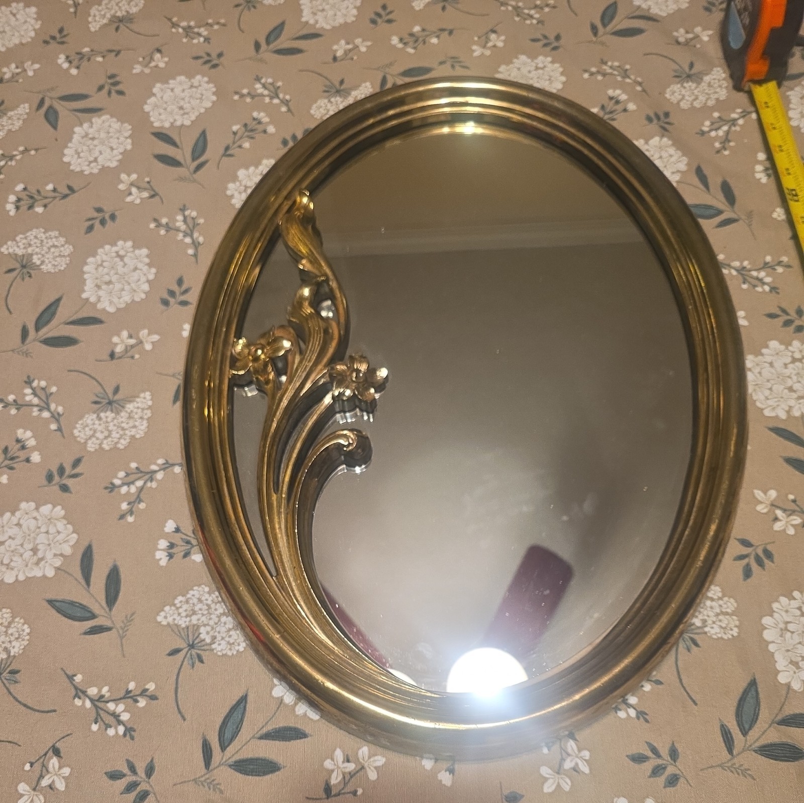 Vintage MCM Syroco 8709 Gold Oval Wall Mirror Hollywood Regency