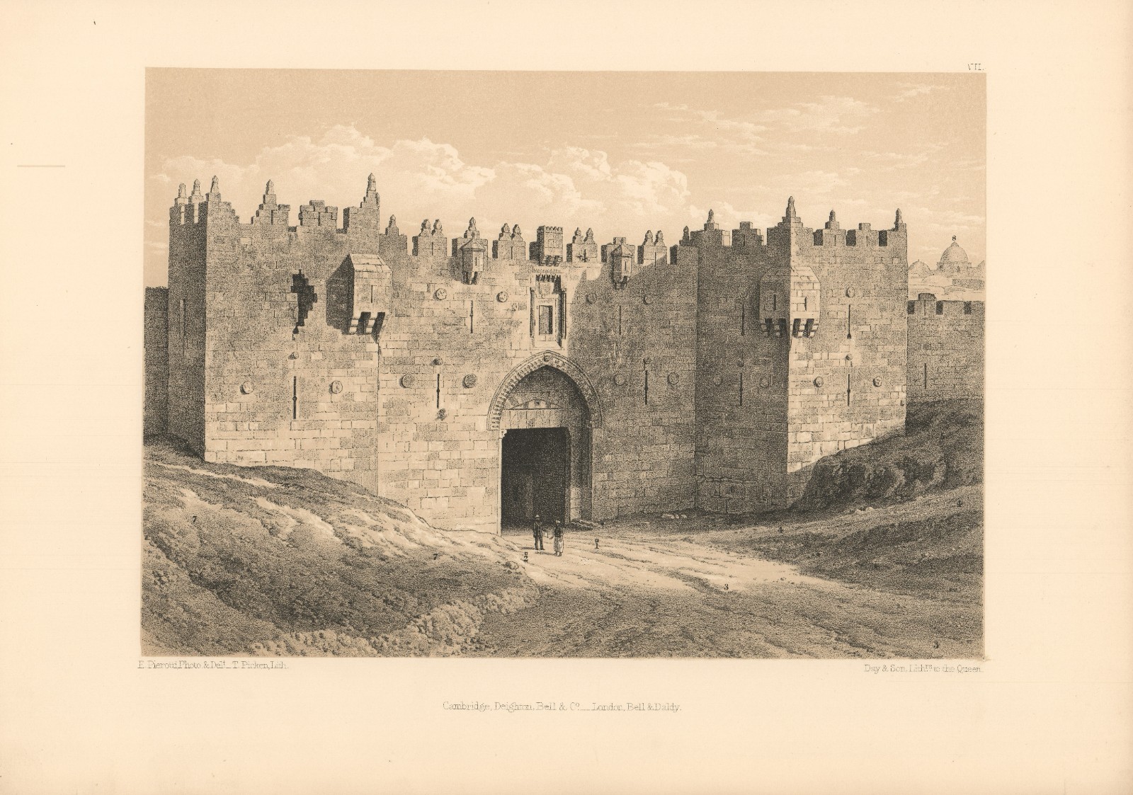 1864 Pierotti View of the Gate of Damascus, Jerusalem