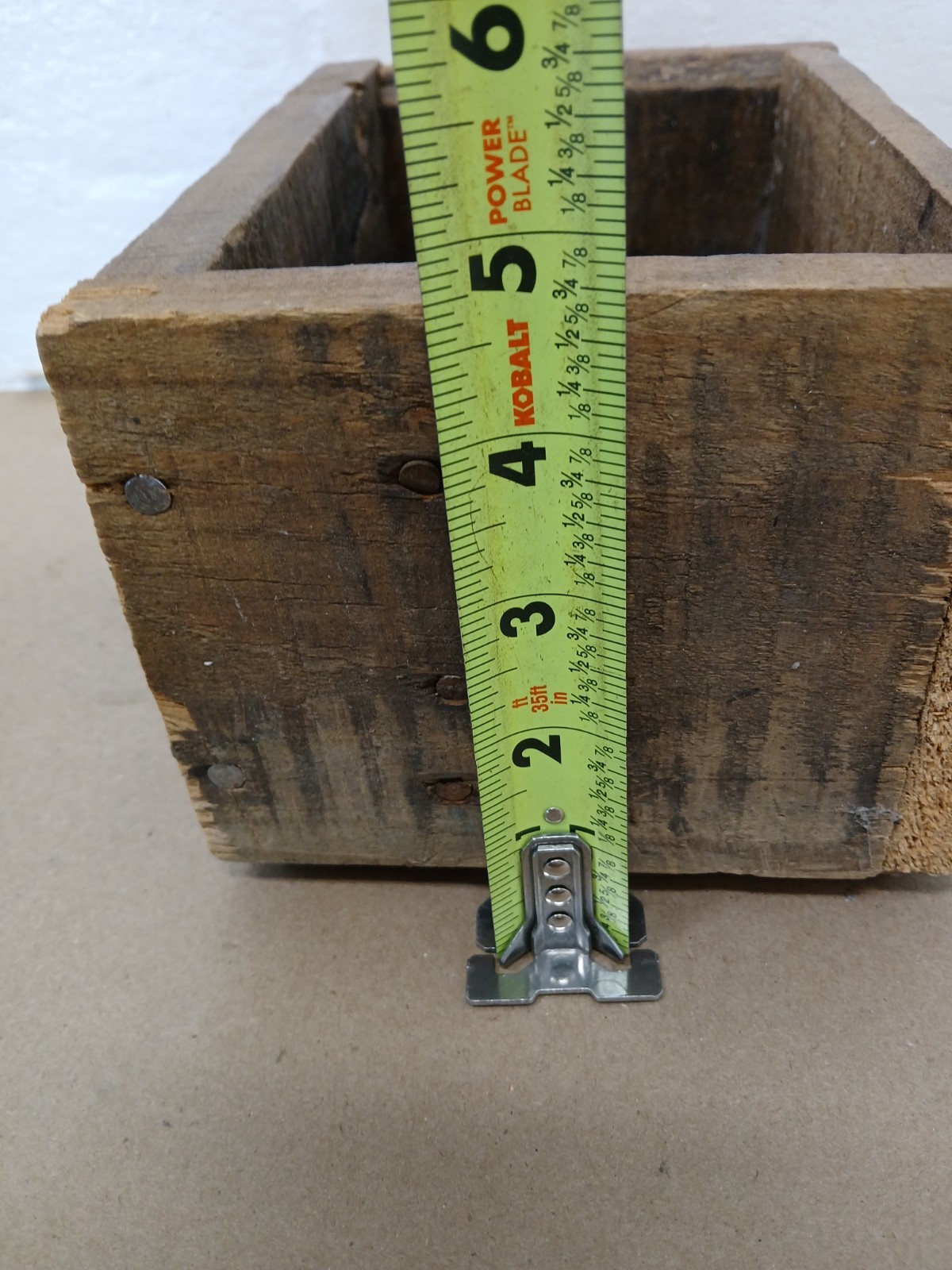Small Primitive Wood Box Rustic Handmade Nail Built Farmhouse Decor