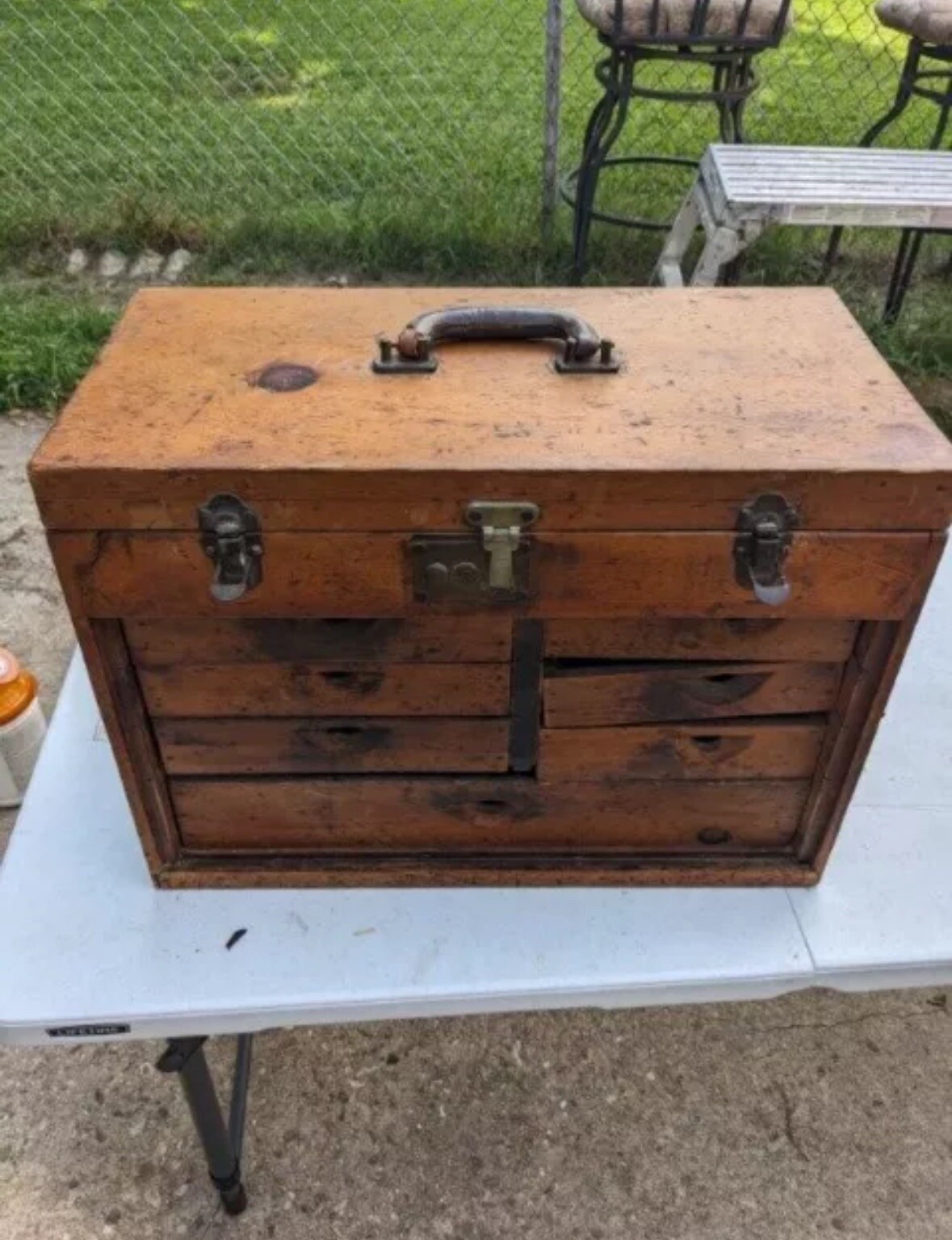Antique Vintage Wooden Machinist Tool Box Large Minor Flaws Excellent Condition