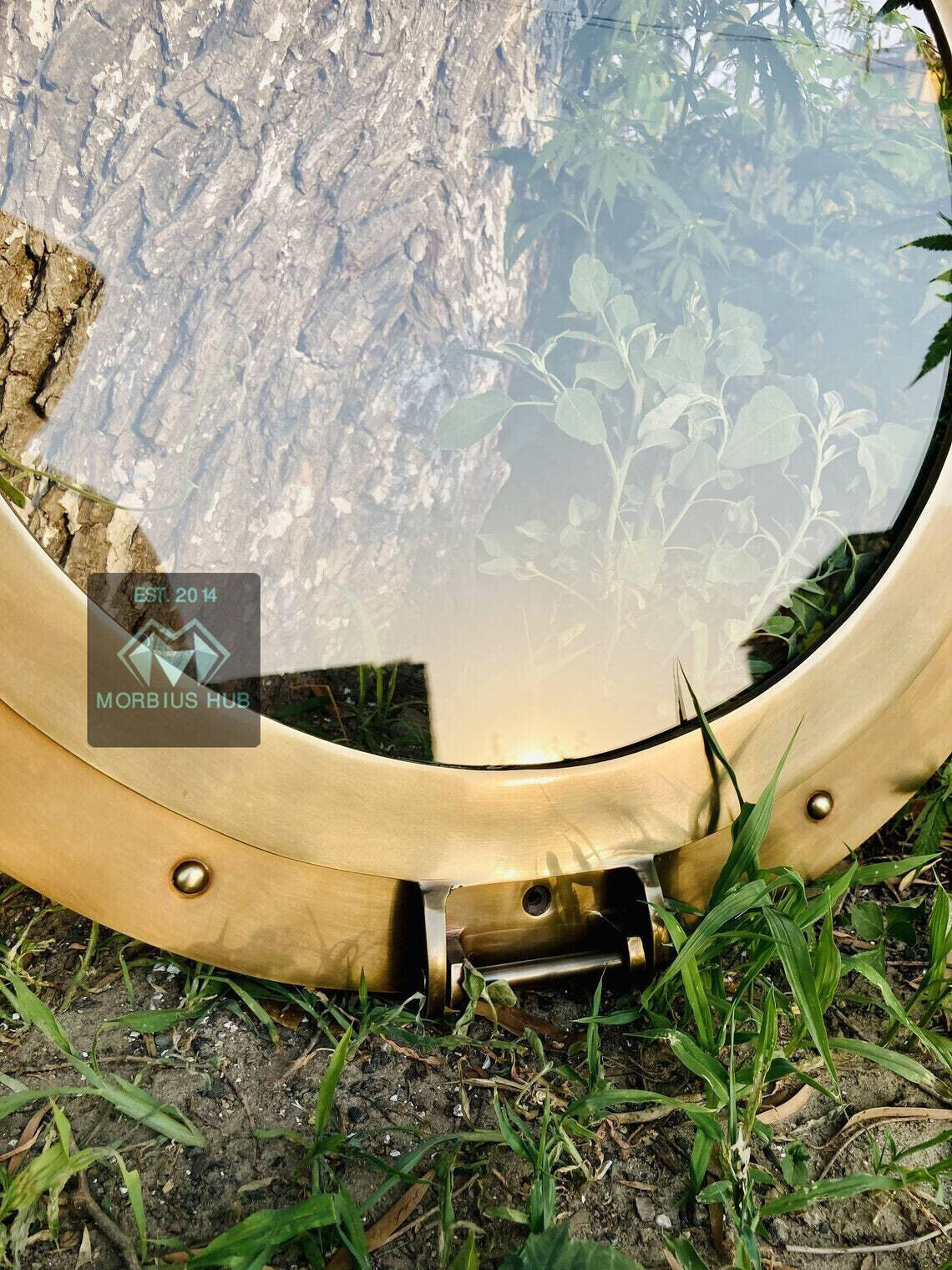 Working Porthole Brass Golden Finish Window Ship Porthol 17″ Round Wall Glass