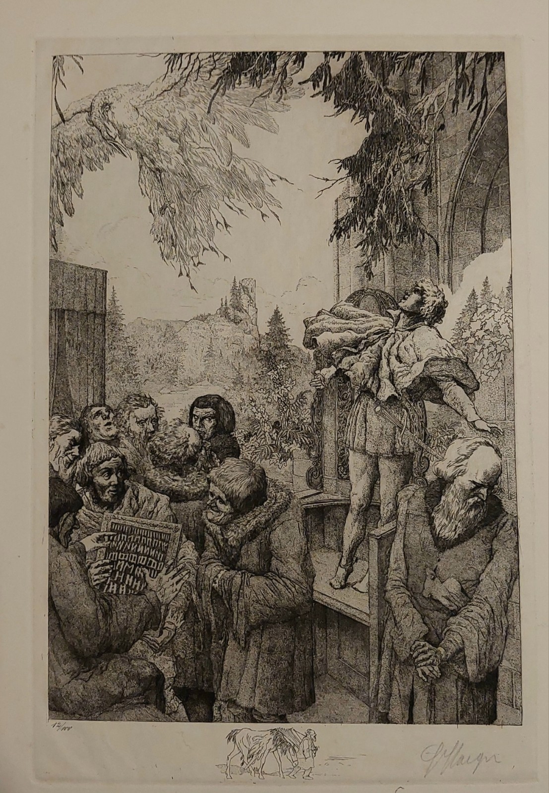 FERDINAND STAEGER ANTIQUE LTD. EDITION 12/100 MONOCHROME ETCHING 32 X 22.5 CM