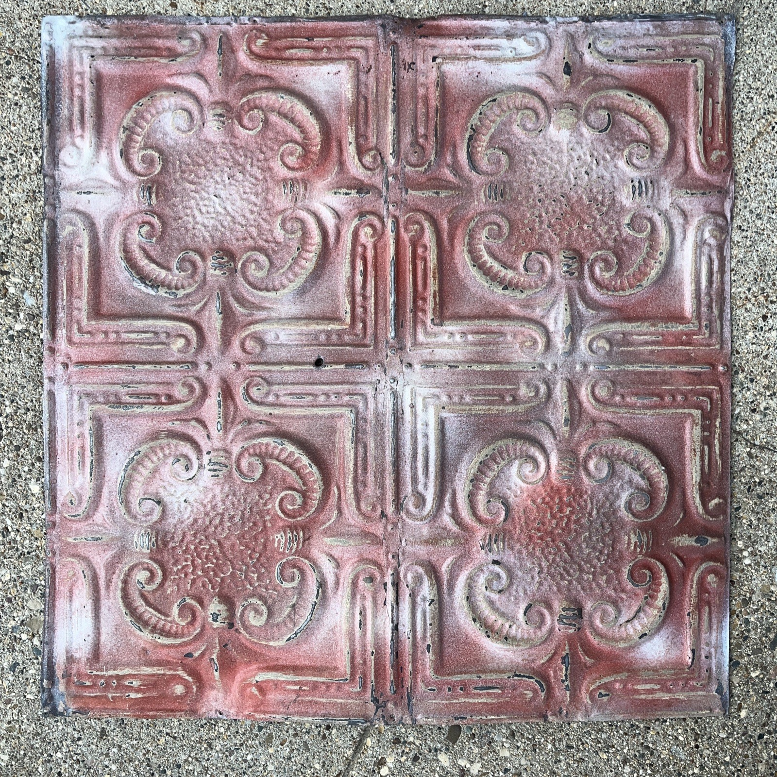 ANTIQUE METAL TIN CEILING TILE 24” X 24″ SALVAGED VINTAGE