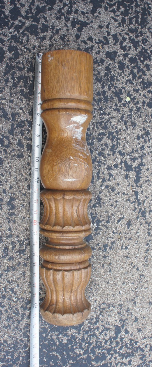 Antique Salvage Accented Oak Wood Post Column Table Leg 24″ x 5″ art crafts
