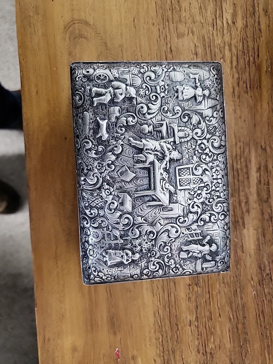 ANTIQUE REPOSSE SILVER PLATE TRINKET BOX BY BARBOUR S.P.C0 INTERNATIONAL S.CO