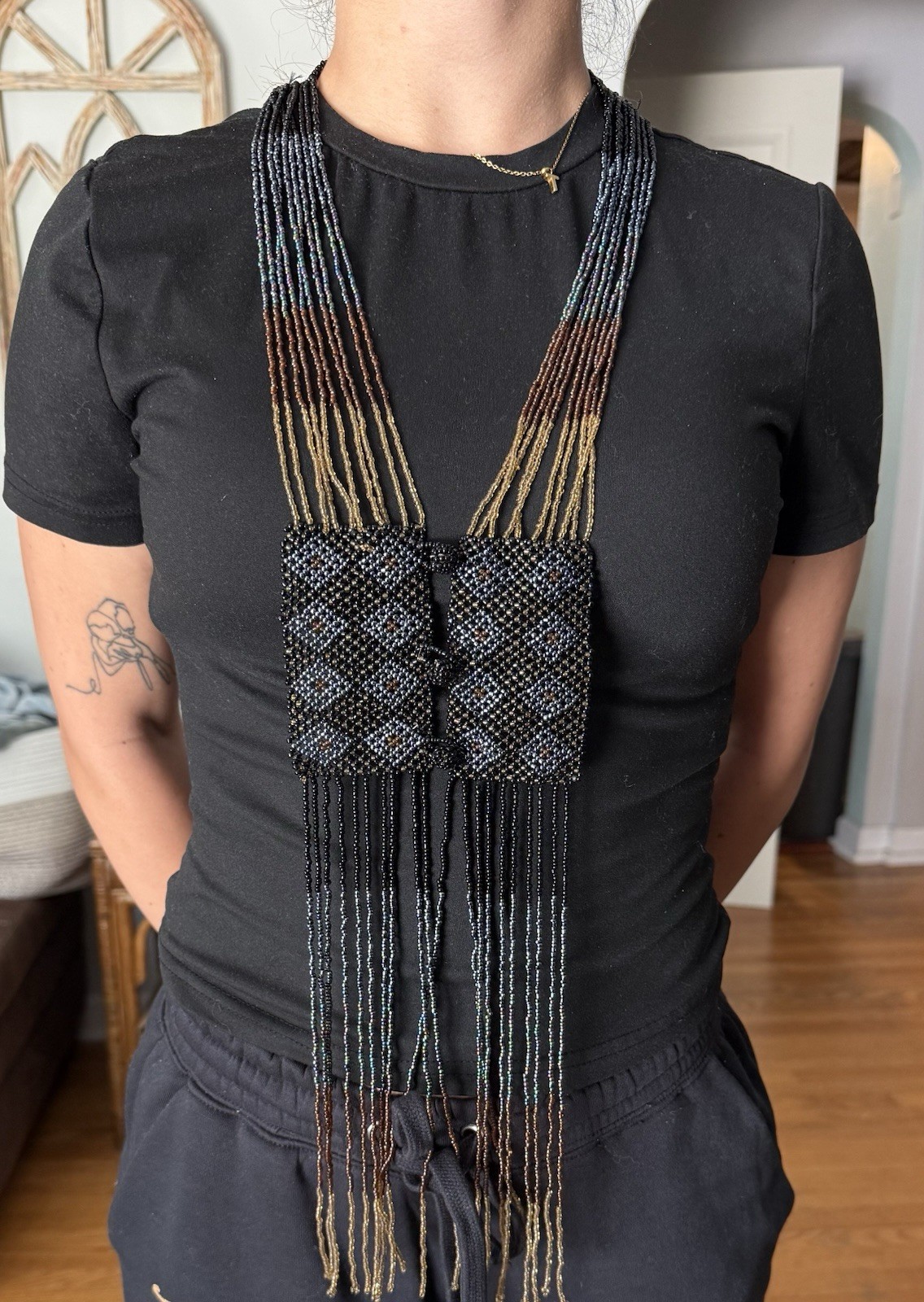 Zulu Beaded Scarf Necklace South Africa 26”/65cm long Multicolor glass beading