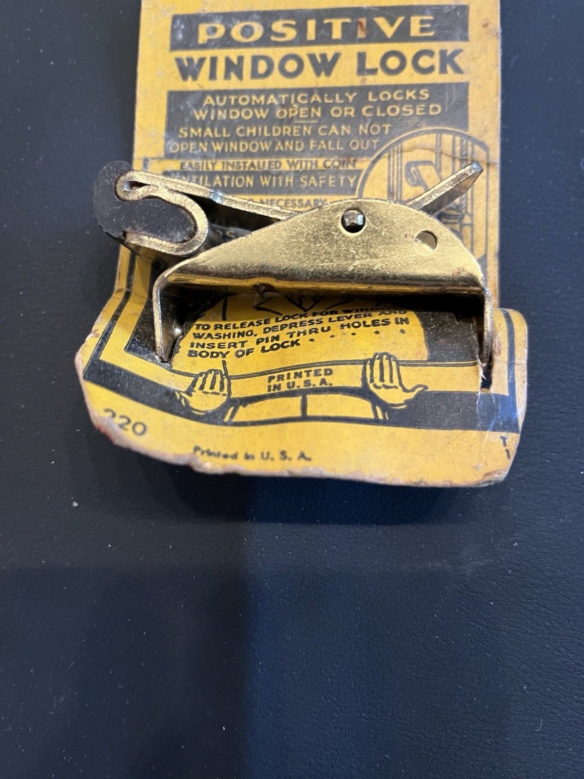 Vintage Standard Positive Window Locks Brass Child Safety Anti-Burglar (3)