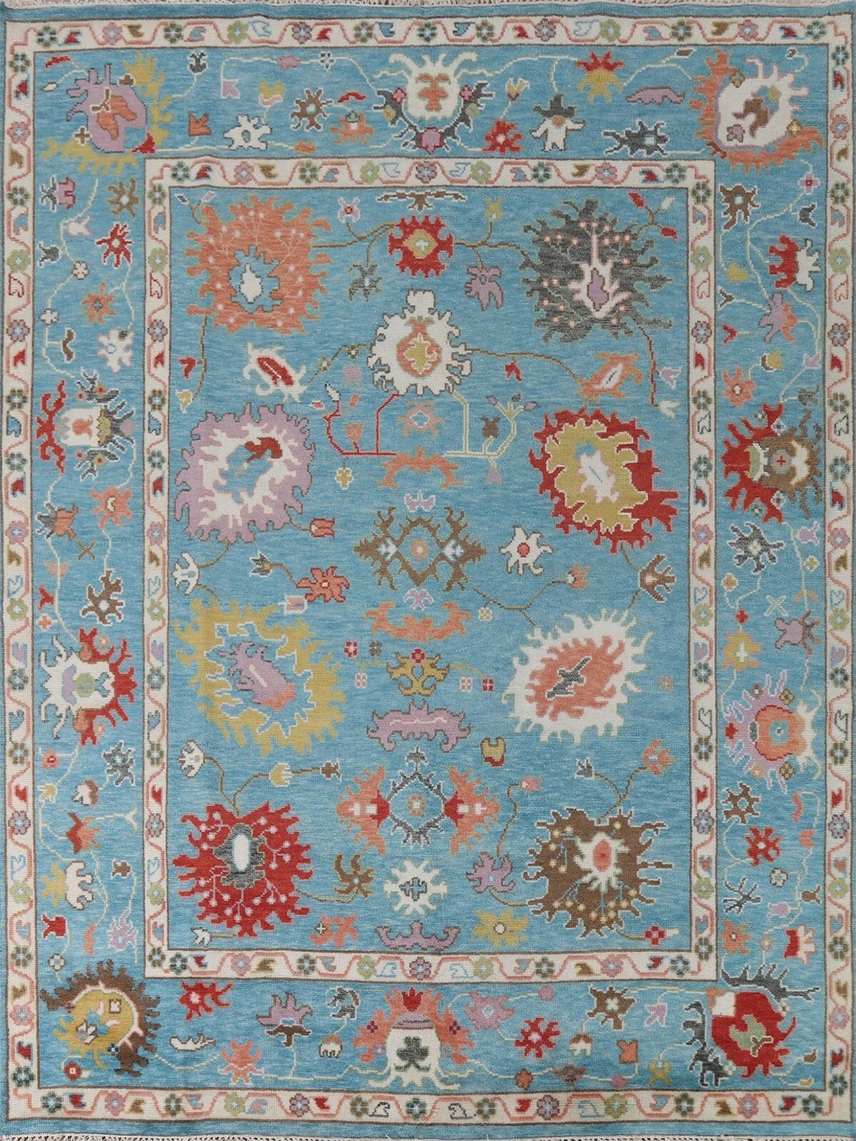 Blue Turkish Style Green Oushak Wool Rug 6×9 7×10 8×11 9×12 10×14 12×15 Room Rug