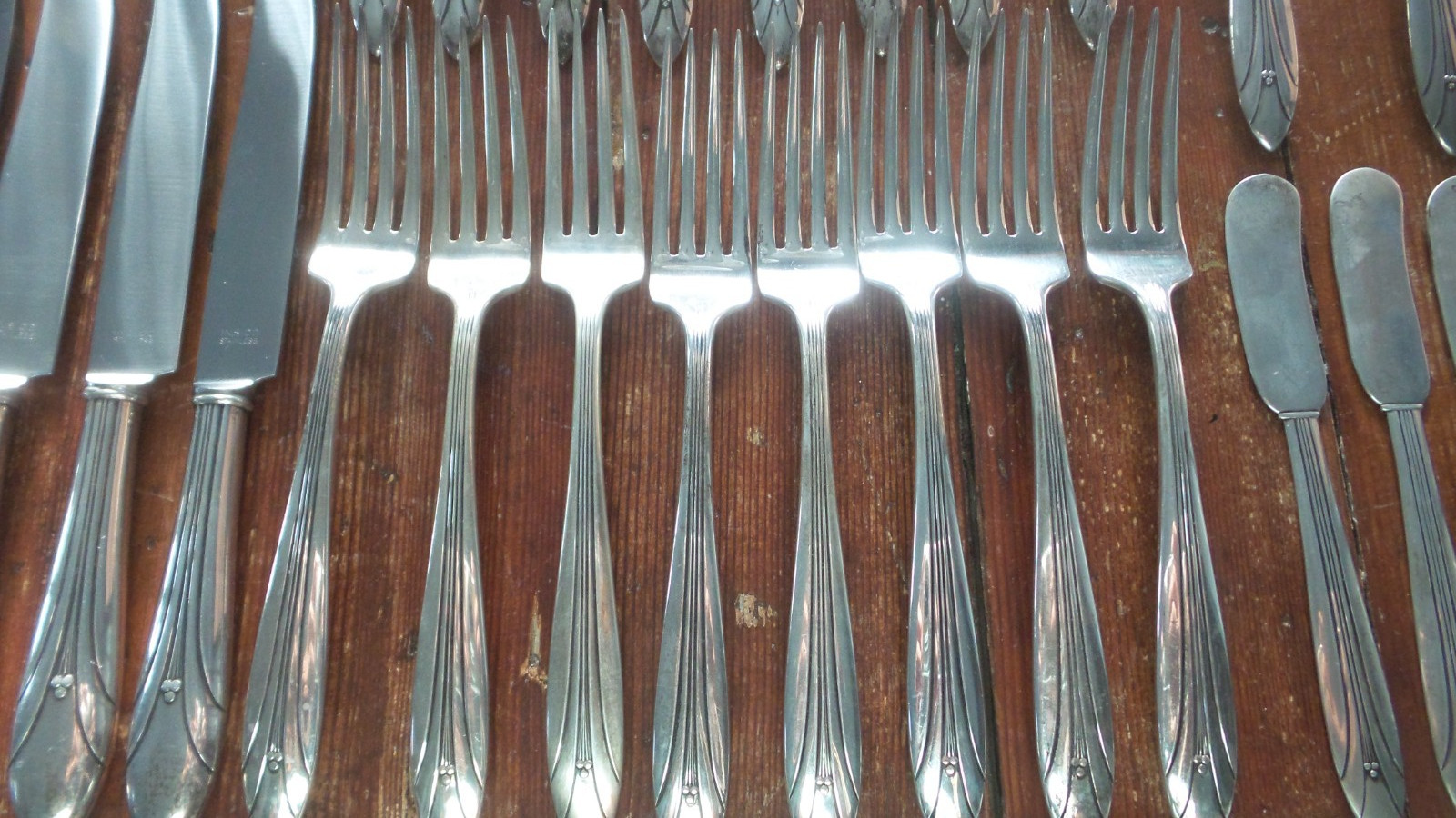 Vintage STERLING SILVER FLATWARE 44 Pcs, ELSINORE Pattern, International