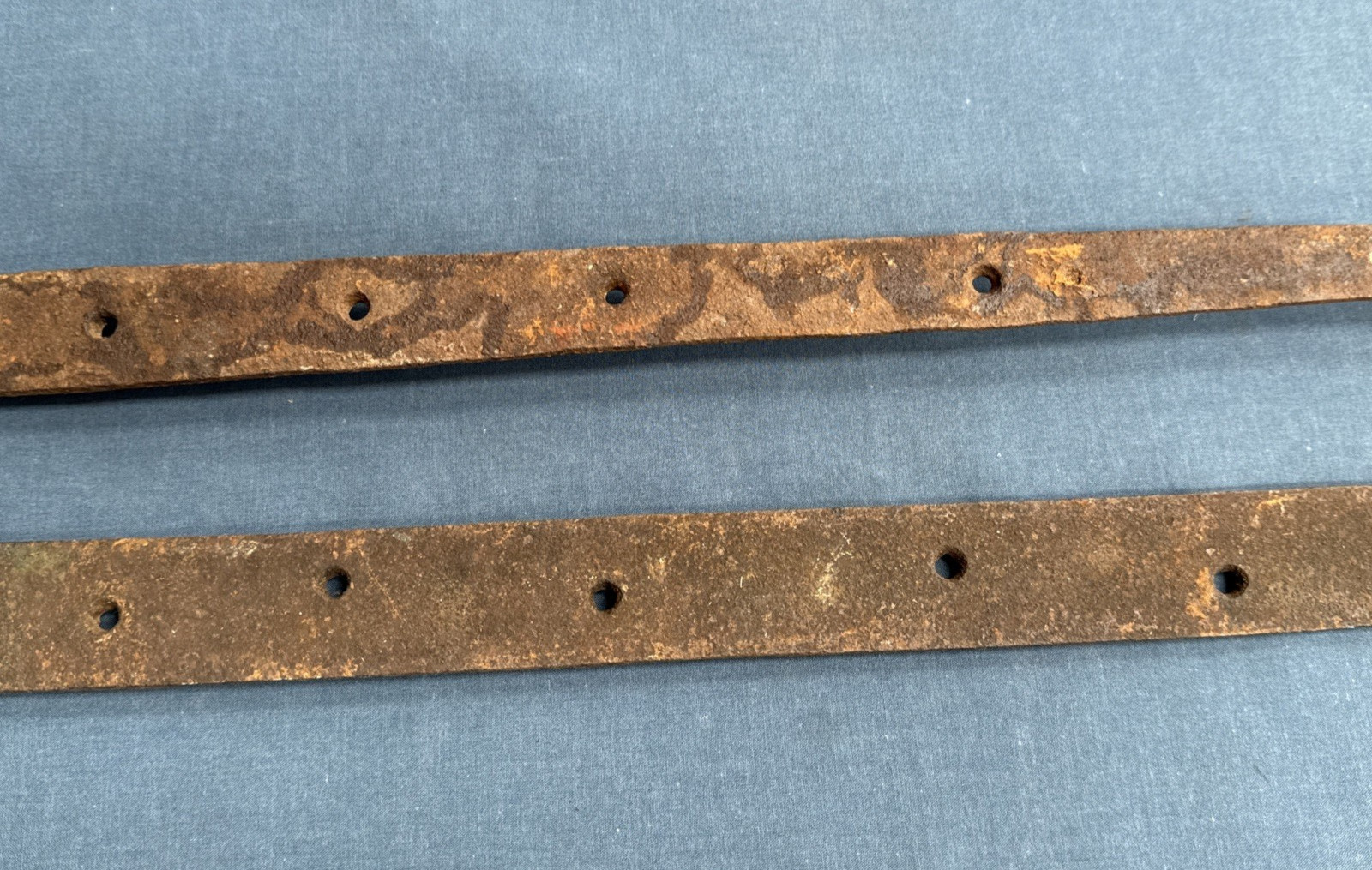 2 Large Antique Strap Hinges Wrought Iron Barn Door Hardware 30 1/4″ & 29 3/4″