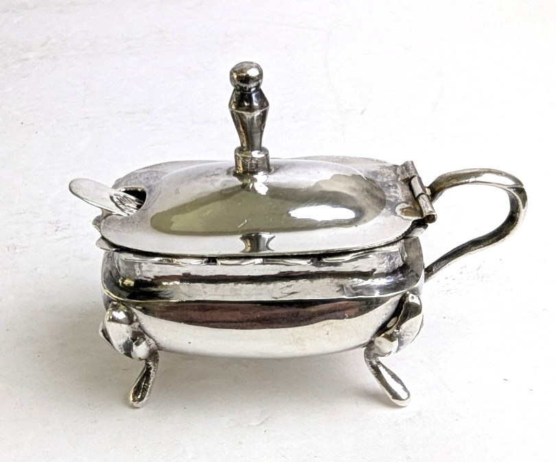 RARE Vintage Sterling Silver Sanborns Hinged Covered Salt Dip Spoon Set 57 gr