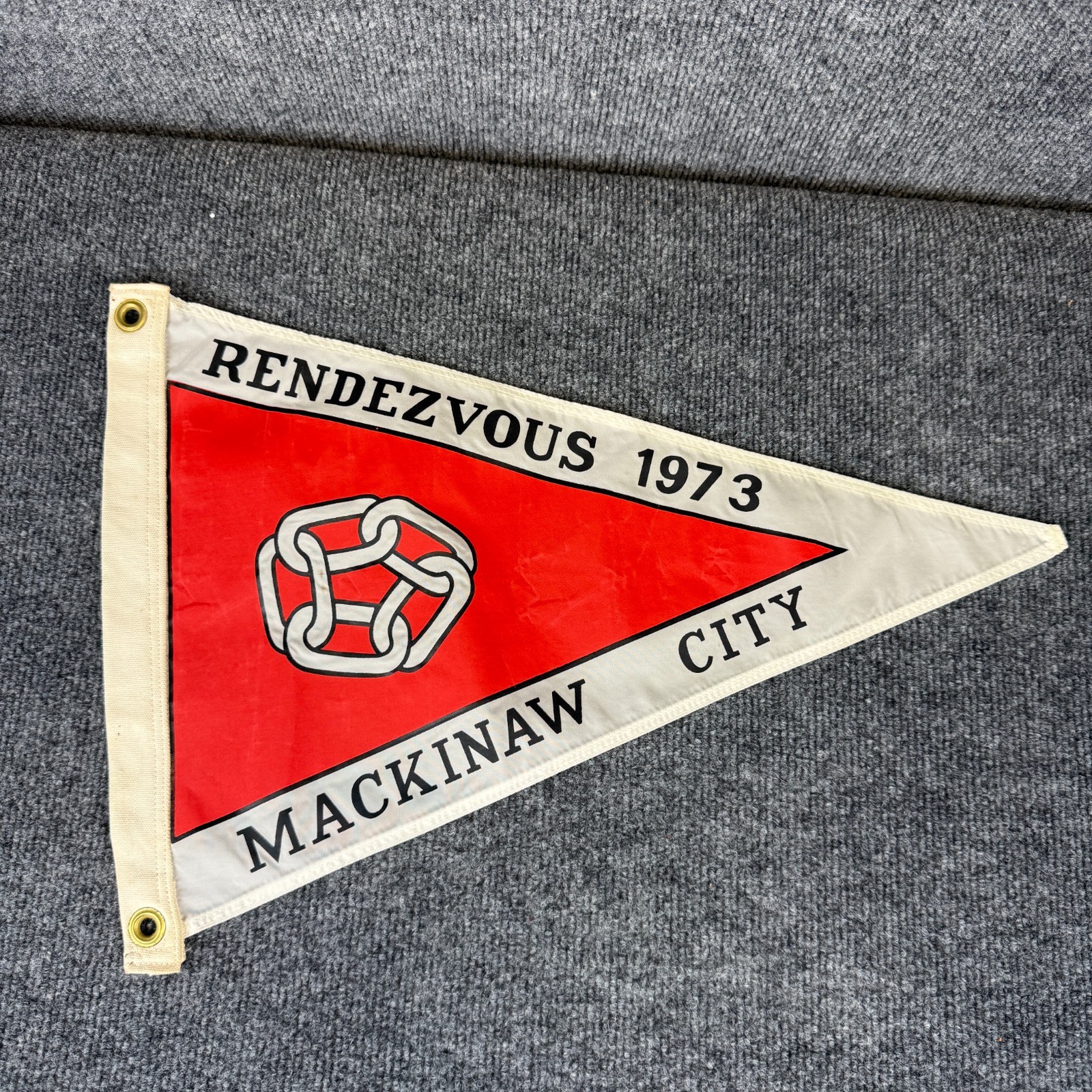 Vintage 70’s Mackinaw Yacht Club Flag Pennant 1973 Rendezvous Great Lakes Rare