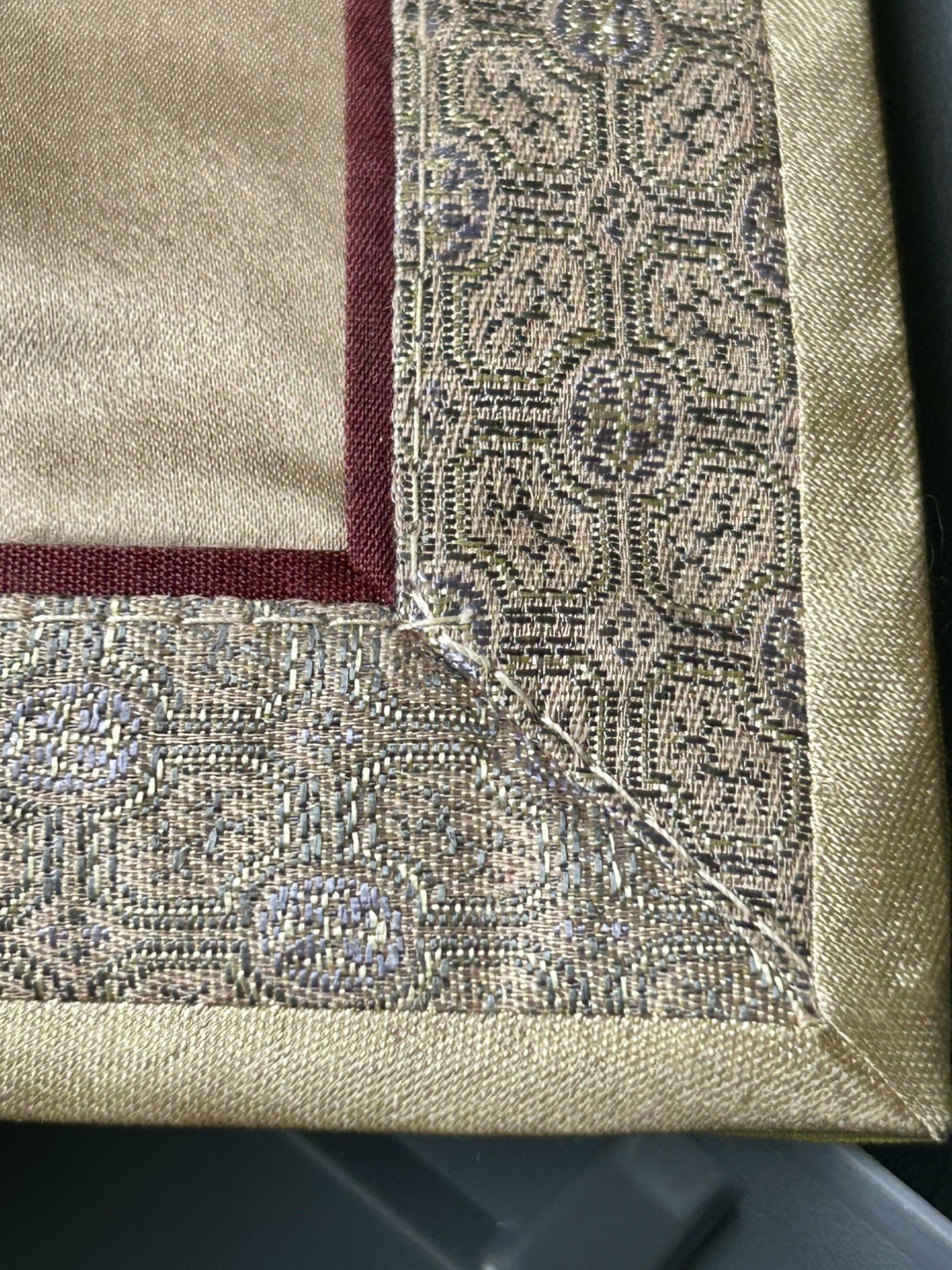 Vintage Chinese Embroidered Robe Textile Panel 7” Silk Asian Wall Decor