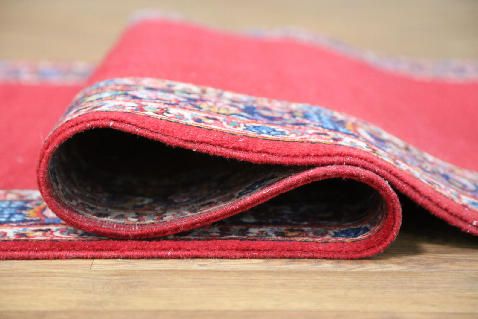Vegetable Dye Red Solid Kashaan Narrow/ Long Runner Rug 3×33 Hand-made Carpet