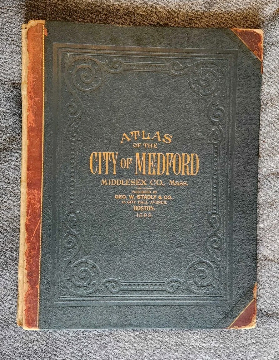 1898 Atlas of Medford MA Middlesex County Stadly Original City Plat Maps